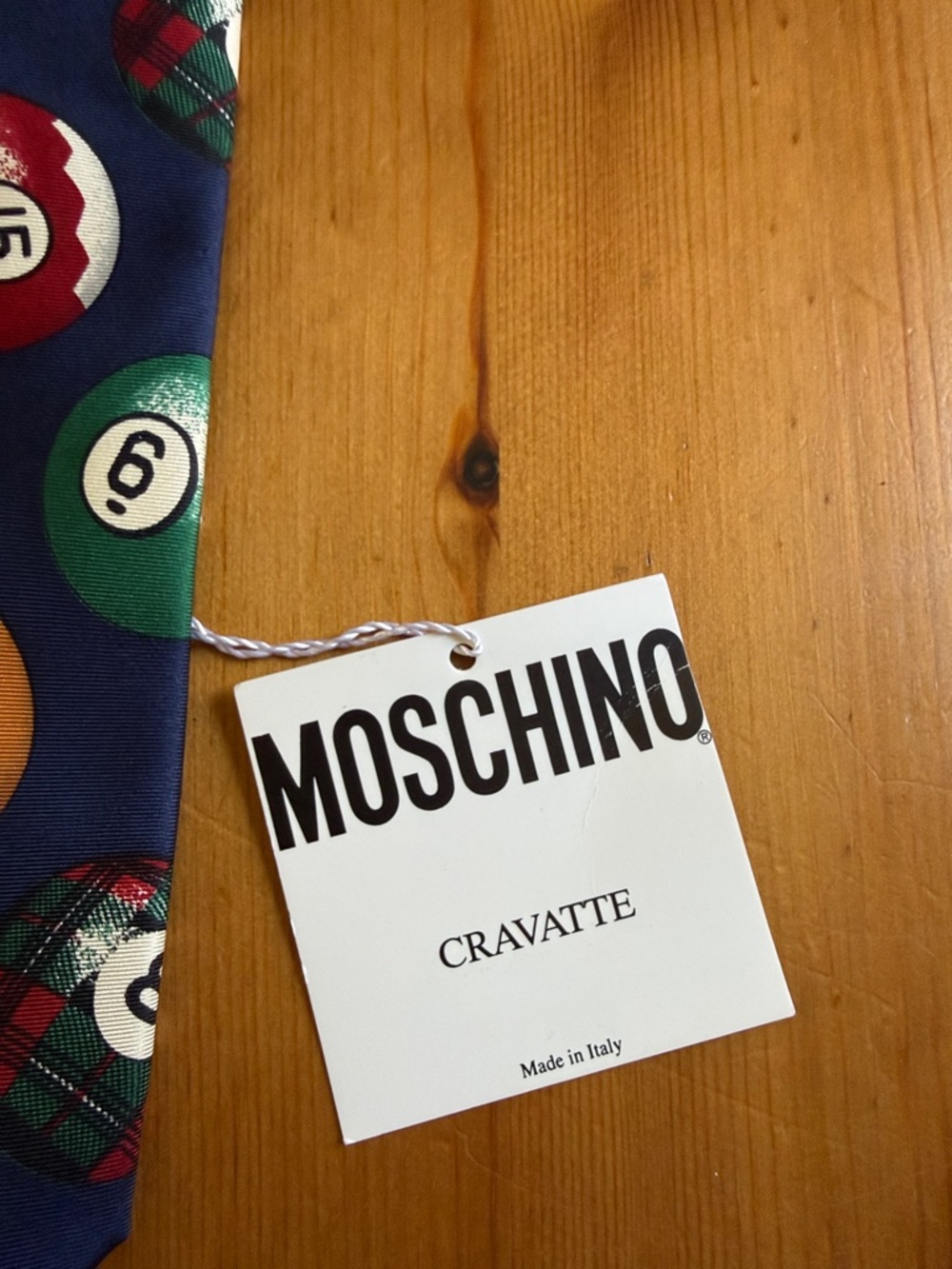 NEW Moschino vintage 1994 billiards silk tie - Picture 4 of 7